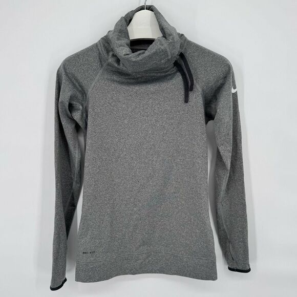 Nike Pro Hyperwarm Dri-fit Funnel Neck Training Pullover Gray Small - Picture 2 of 7